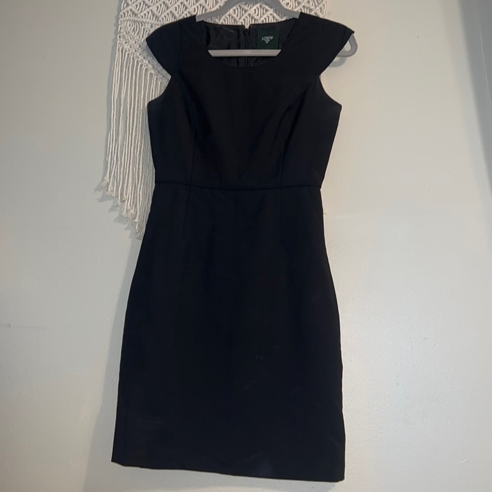 J. Crew Black Suiting Cap Sleeve Wool Dress Size 0